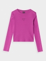 Camiseta De Manga Larga Ajustada Lisa Para Chica - Rosa - 4FJWAW24TLONF292  