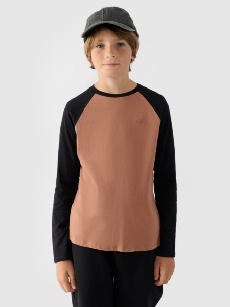 Camiseta de Manga Larga Lisa para Chico - Beige - 4FJWAW24TLONM293    