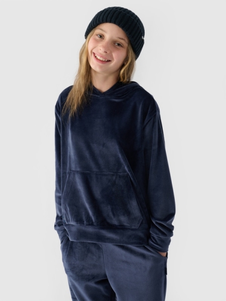 Sweatshirt de Terciopelo para Chica - Azul Marino - 4FJWAW24TSWSF1216                