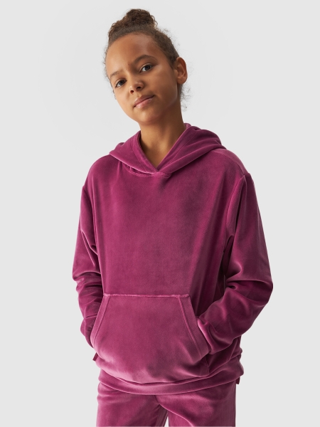 Sudadera de niña de terciopelo con capucha - rosa 4FJWAW24TSWSF1216 rosa - 4FJWAW24TSWSF1216-53S