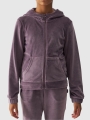 Sudadera de niña de terciopelo con cremallera y capucha - violeta 4FJWAW24TSWSF1217 - 4FJWAW24TSWSF1217-51S