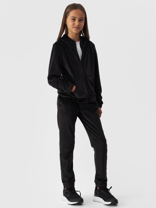 Pantalones de chándal de terciopelo para niña - negro 4FJWAW24TTROF753 negro - 4FJWAW24TTROF753-20S