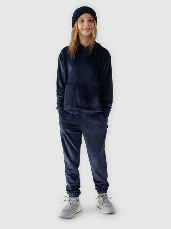 Pantalones Chándal De Terciopelo Para Niña - Azul Marino - 4FJWAW24TTROF753