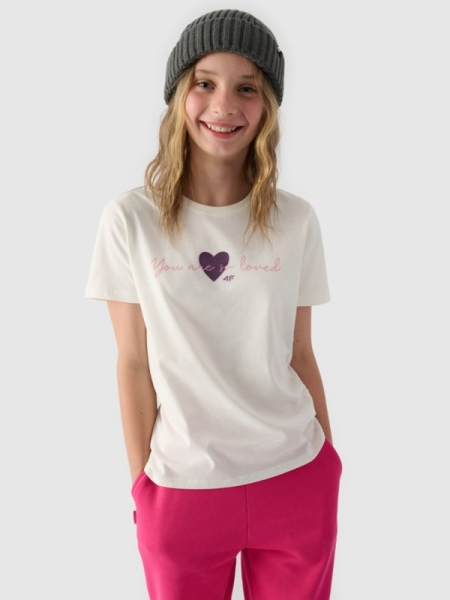 Camiseta niña con estampado - blanco 4FJWAW24TTSHF1545 Blanco - 4FJWAW24TTSHF1545-11S