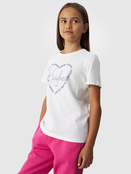 Camiseta niña con estampado - blanco roto 4FJWAW24TTSHF1547 Blanco - 4FJWAW24TTSHF1547-11S