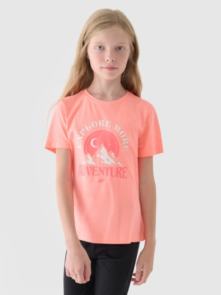 Camiseta niña con estampado - salmón 4FJWAW24TTSHF1548 naranja - 4FJWAW24TTSHF1548-64N
