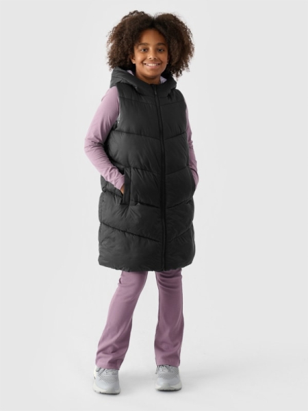 Chaleco Acolchado con Capucha para Chica - Negro - 4FJWAW24TVJAF130