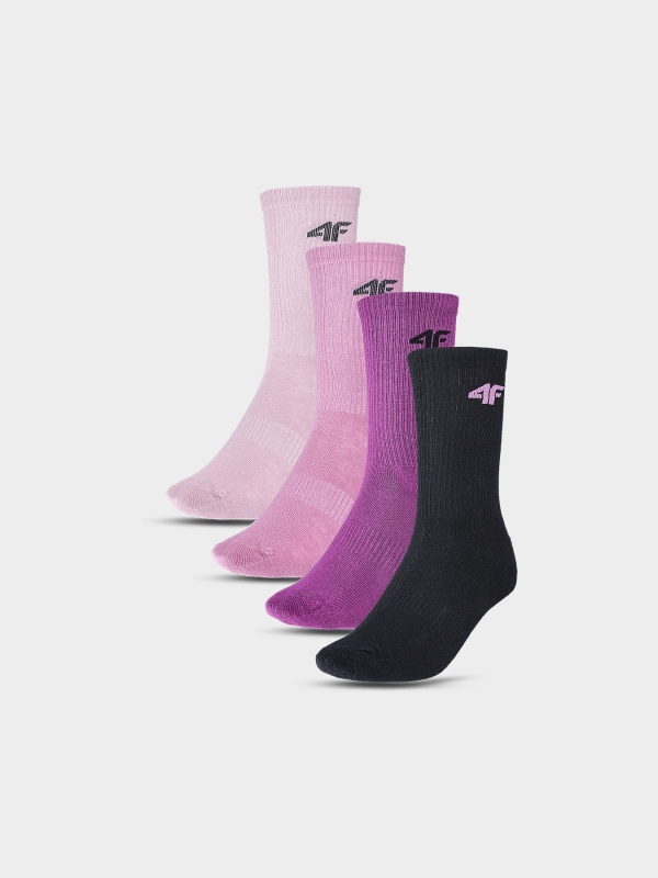 Calcetines casual de niña (pack de 4) - multicolor 4FJWAW24USOCF297 multicolor - 4FJWAW24USOCF297-91S