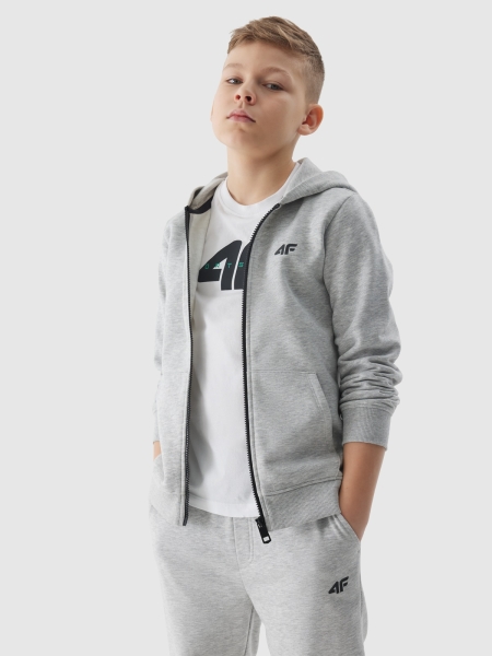 Sudadera con capucha y cremallera para niño - gris claro fresco 4FJWMM00TSWSM1295 gris - 4FJWMM00TSWSM1295-27M