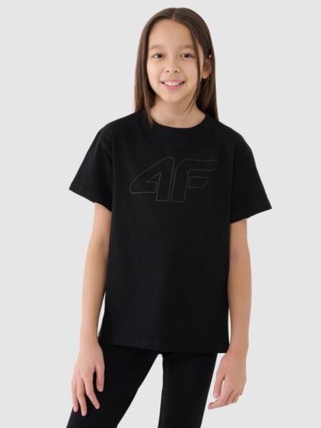 Camiseta oversize con estampado para niña - negro 4FJWMM00TTSHF2333 negro