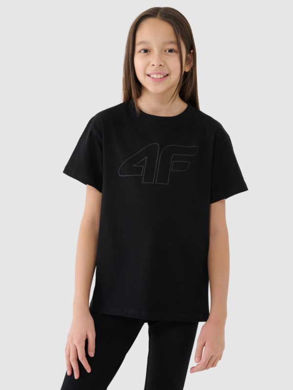 Camiseta oversize con estampado para niña - negro 4FJWMM00TTSHF2333 negro