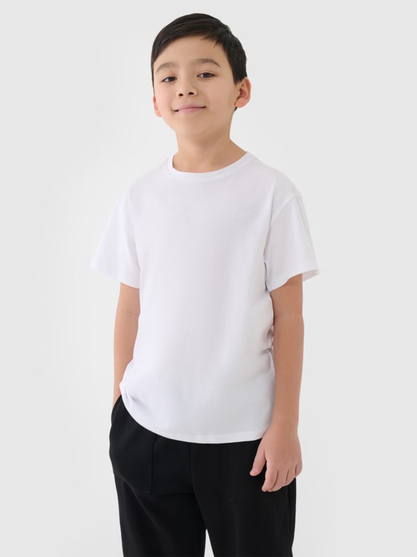 Camiseta lisa de chico - blanca 4FJWMM00TTSHM2330 Blanco