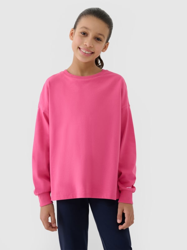 Camiseta Oversize de Manga Larga Lisa para Chica - Rosa - 4FJWSS25TLONF377        