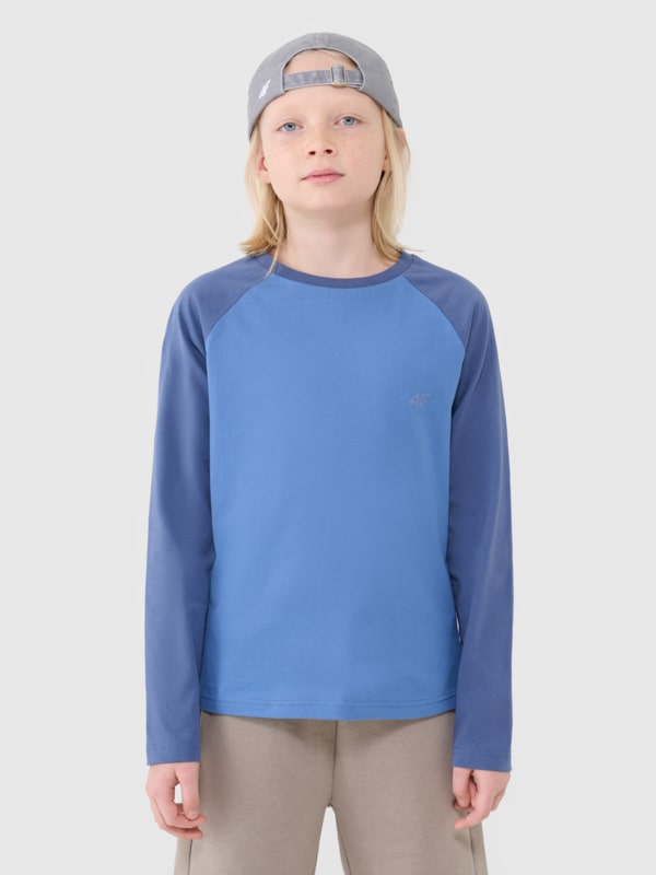 Camiseta de Manga Larga Lisa para Chico - Azul - 4FJWSS25TLONM420   