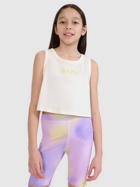Top oversize de niña con estampado - blanco 4FJWSS25TSLEF112 Blanco