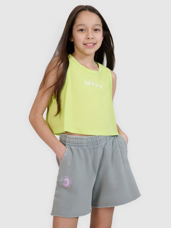 Top oversize de niña con estampado - verde 4FJWSS25TSLEF112 Verde