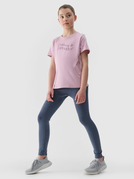 Leggings de punto de niña - azul marino 4FJWSS25TTIGF221 azul marino