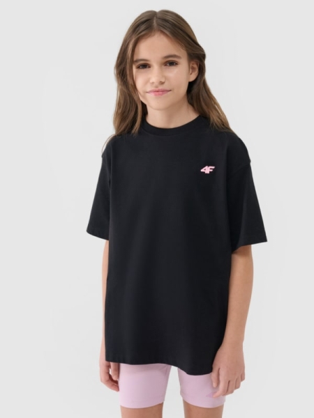 Camiseta oversize lisa de niña - negro 4FJWSS25TTSHF1851 negro