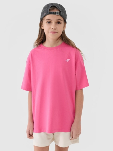 Camiseta oversize lisa de niña - rosa 4FJWSS25TTSHF1851 rosa