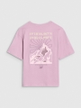 Camiseta oversize de niña con estampado - violeta 4FJWSS25TTSHF1853 violeta