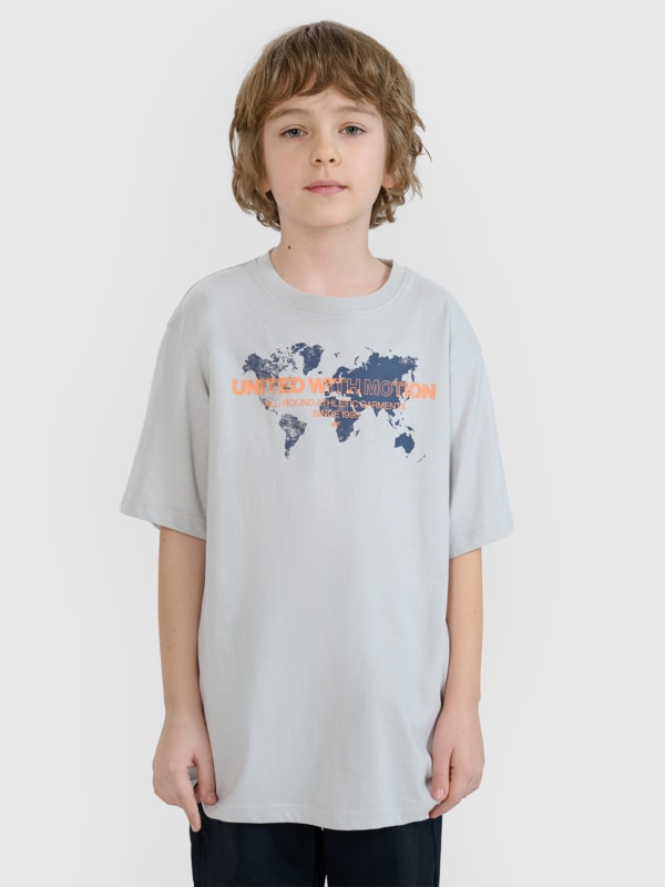 Camiseta oversize de chico con estampado - gris 4FJWSS25TTSHM1880 gris