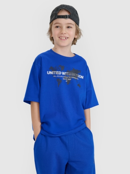 Camiseta oversize de chico con estampado - azul 4FJWSS25TTSHM1880 azul