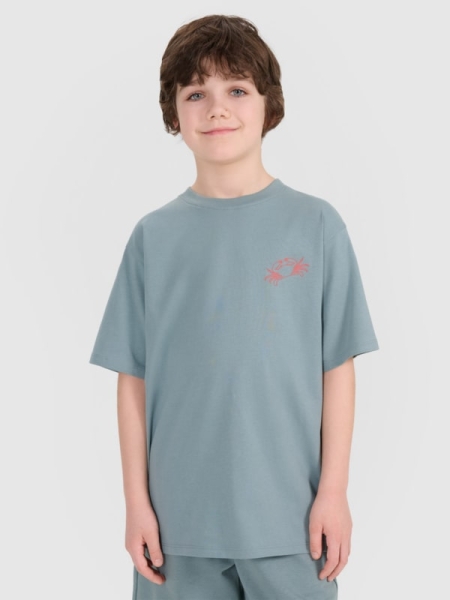 Camiseta oversize niño con estampado - turquesa 4FJWSS25TTSHM1914 turquesa