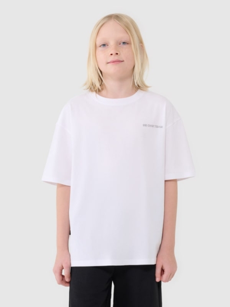 Camiseta oversize de chico con estampado - blanco 4FJWSS25TTSHM2184 Blanco