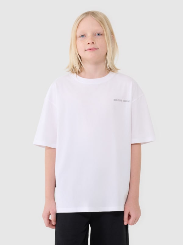 Camiseta oversize de chico con estampado - blanco 4FJWSS25TTSHM2184 Blanco