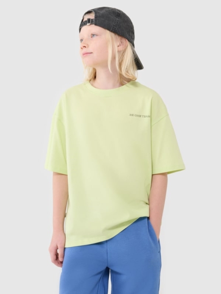 Camiseta oversize de chico con estampado - verde 4FJWSS25TTSHM2184 Verde