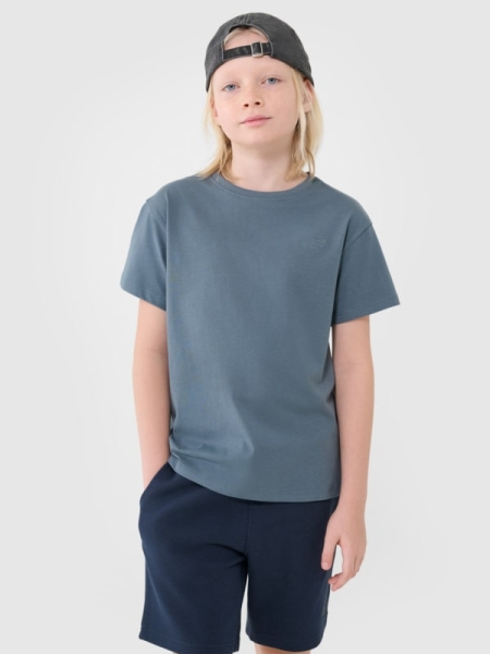 Camiseta oversize lisa de niño - turquesa 4FJWSS25TTSHM2324 turquesa