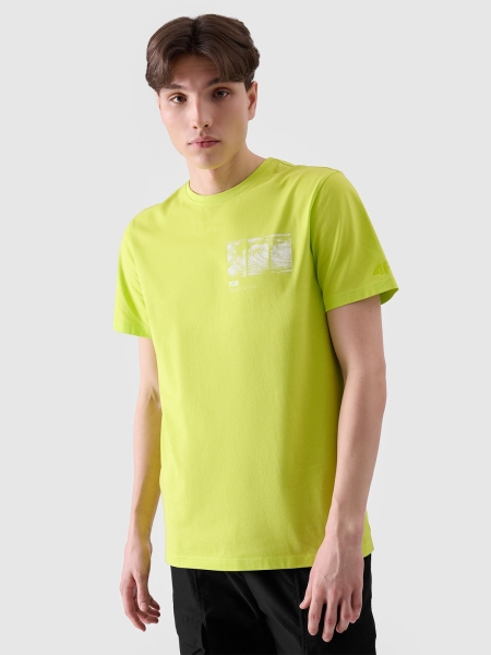 Camiseta regular de hombre con estampado - verde 4FRSS24TTSHM2106 Verde
