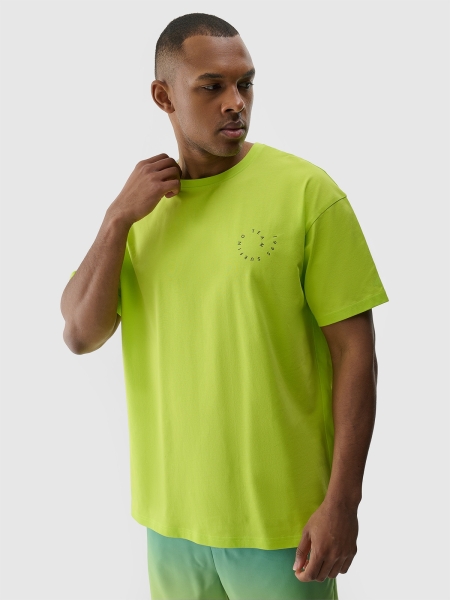 Camiseta oversize de hombre con estampado - verde 4FRSS24TTSHM2131 Verde