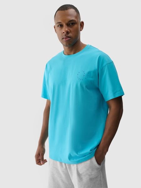 Camiseta oversize de hombre con estampado - turquesa 4FRSS24TTSHM2131 turquesa