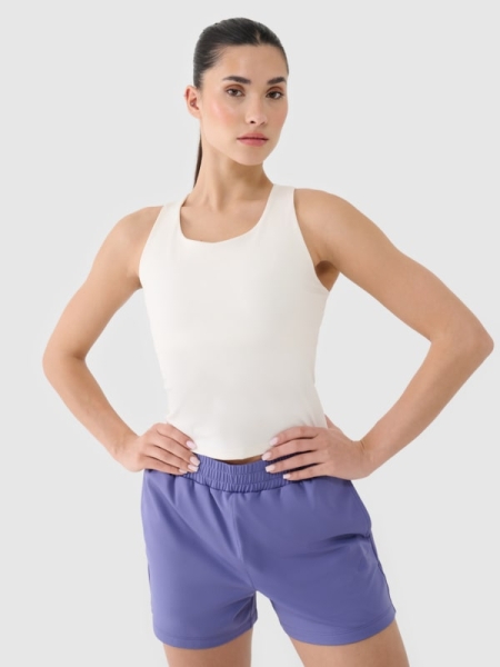 Top de entrenamiento de secado rápido para mujer - blanco 4FRSS25TFSLF430 Blanco