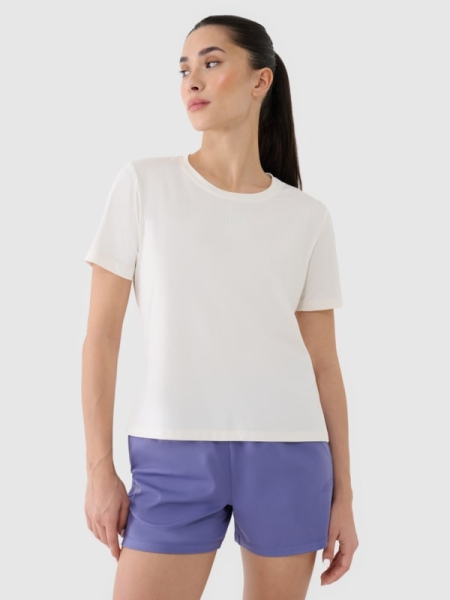 Camiseta de entrenamiento oversize de secado rápido para mujer - Blanca 4FRSS25TFTSF1236 Blanco