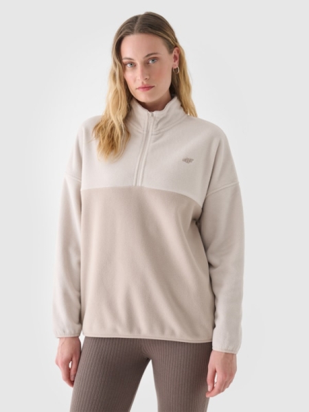 Jersey Oversize de Lana con Cuello Alto para Mujer - Beige - 4FWAW24TFLEF242 