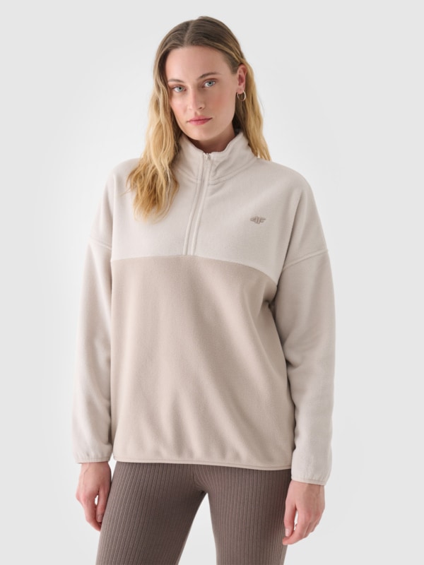 Jersey Oversize de Lana con Cuello Alto para Mujer - Beige - 4FWAW24TFLEF242 