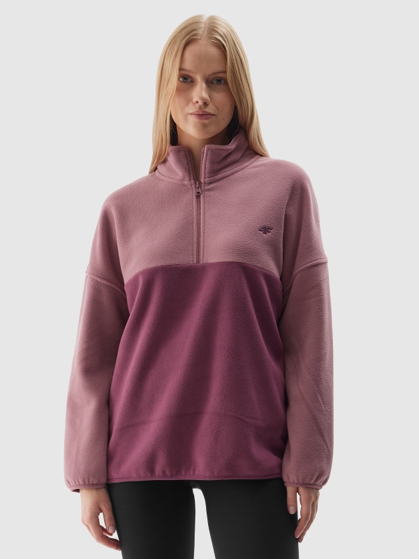 Forro polar oversize de mujer con cuello alto - rosa 4FWAW24TFLEF242 rosa