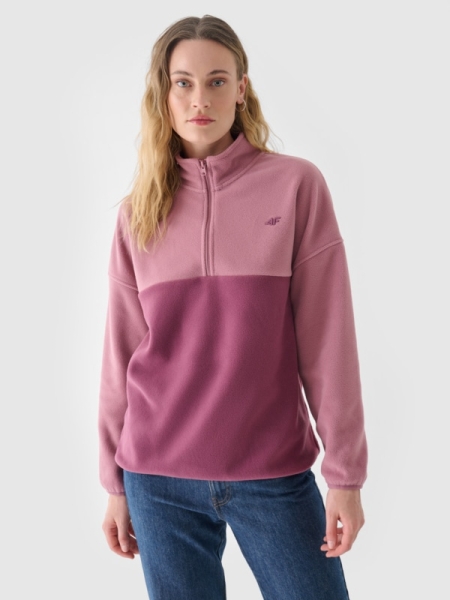 Jersey Oversize de Lana con Cuello Alto para Mujer - Rosa - 4FWAW24TFLEF242 