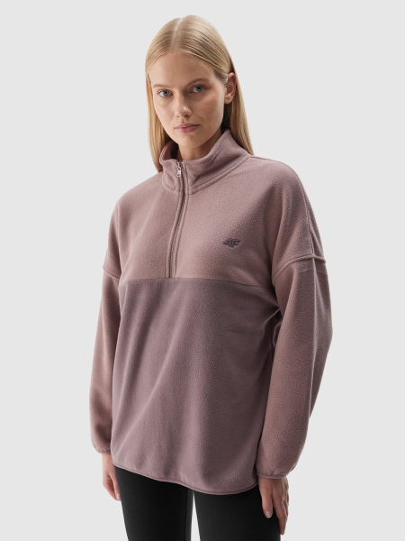 Forro polar oversize de mujer con cuello alto - beige 4FWAW24TFLEF242 Beige