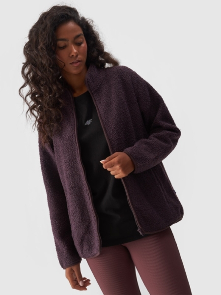 Chaqueta de Lana para Mujer con Cuello Alto - Violeta - 4FWAW24TFLEF257 