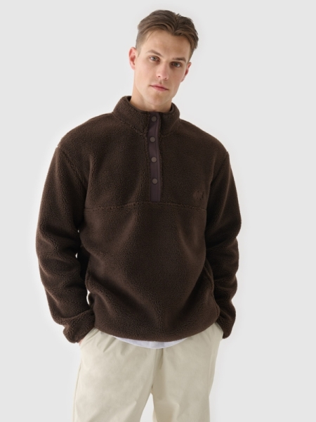 Chaqueta Polar Oversize para Homem con Cuello Alto - Marrón - 4FWAW24TFLEM251 
