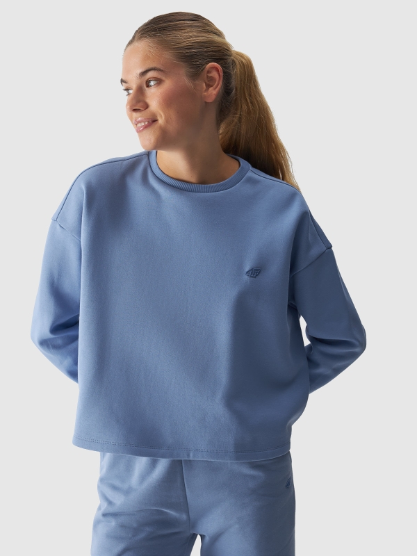 Sudadera de mujer sin capucha - denim 4FWAW24TSWSF1305 azul marino