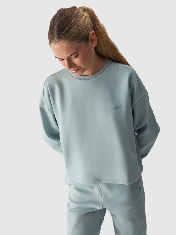 Sudadera de mujer sin capucha - menta 4FWAW24TSWSF1305 turquesa