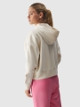 Sudadera con capucha y cremallera para mujer - beige 4FWAW24TSWSF1306 Beige