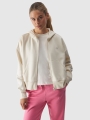 Sudadera con capucha y cremallera para mujer - beige 4FWAW24TSWSF1306 Beige