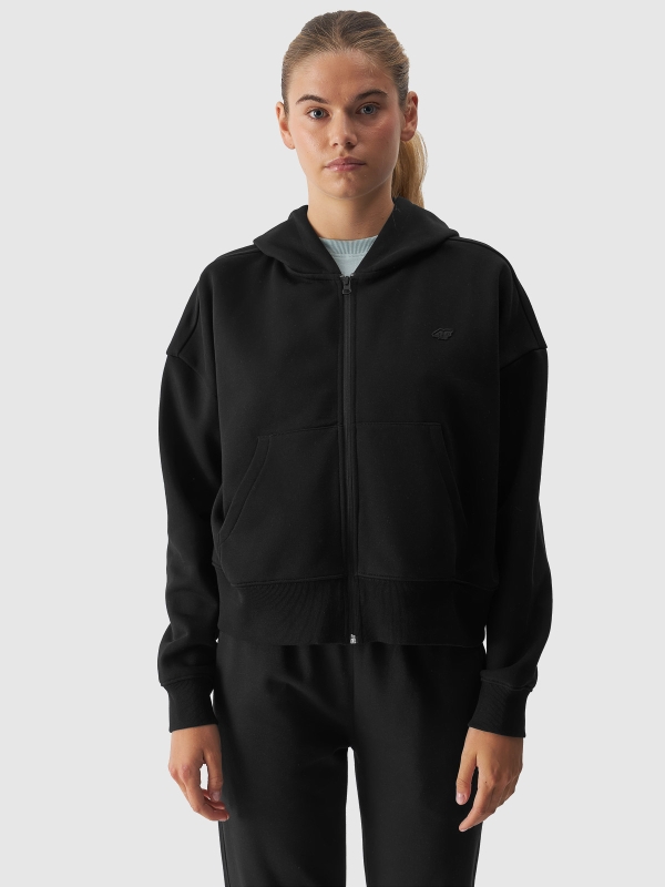 Sudadera con capucha y cremallera para mujer - negro 4FWAW24TSWSF1306 negro