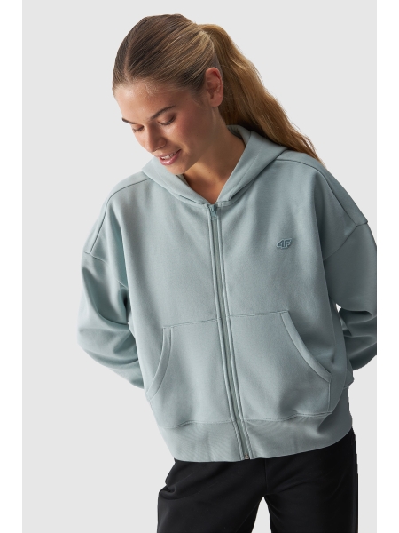 Sudadera con capucha y cremallera para mujer - turquesa 4FWAW24TSWSF1306 turquesa