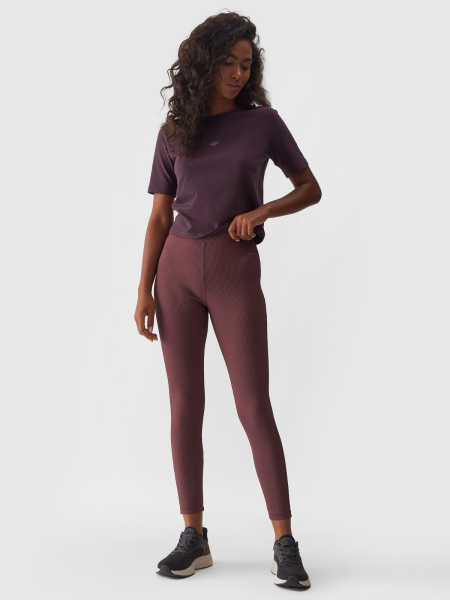 Leggings de punto de canalé para mujer - violeta 4FWAW24TTIGF185 violeta